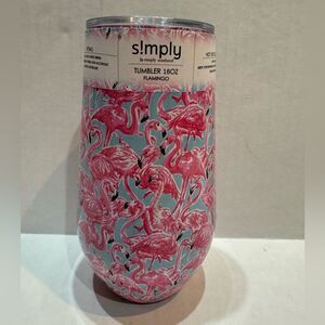 Simply Southern 16 oz Flamingo Stainless Steel Tumbler W/ Lid Straw NWT